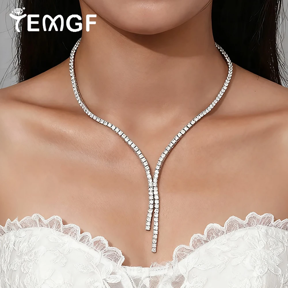 

Ожерелье с кисточками из муассанита TEMGF с GRA для женщин и девочек, сверкающие ювелирные изделия, стерлинговое серебро 925, цепочка на шею на ключицу