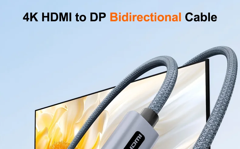 4K@60Hz Bidirektionales HDMI-zu-DP-Kabel, aktiver DP-zu-HDMI-Adapter für Switch/PS5/Xbox Laptop PC tragbarer Monitor Konverterkabel – Detail 1
