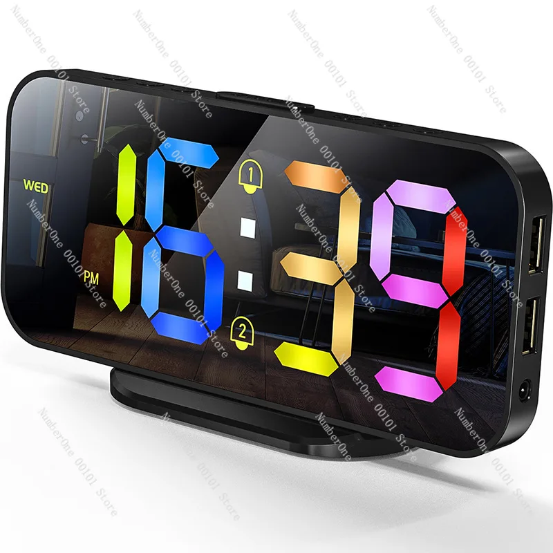 LED Clock Desktop Square Clock Alarm Clock Fashion English Version