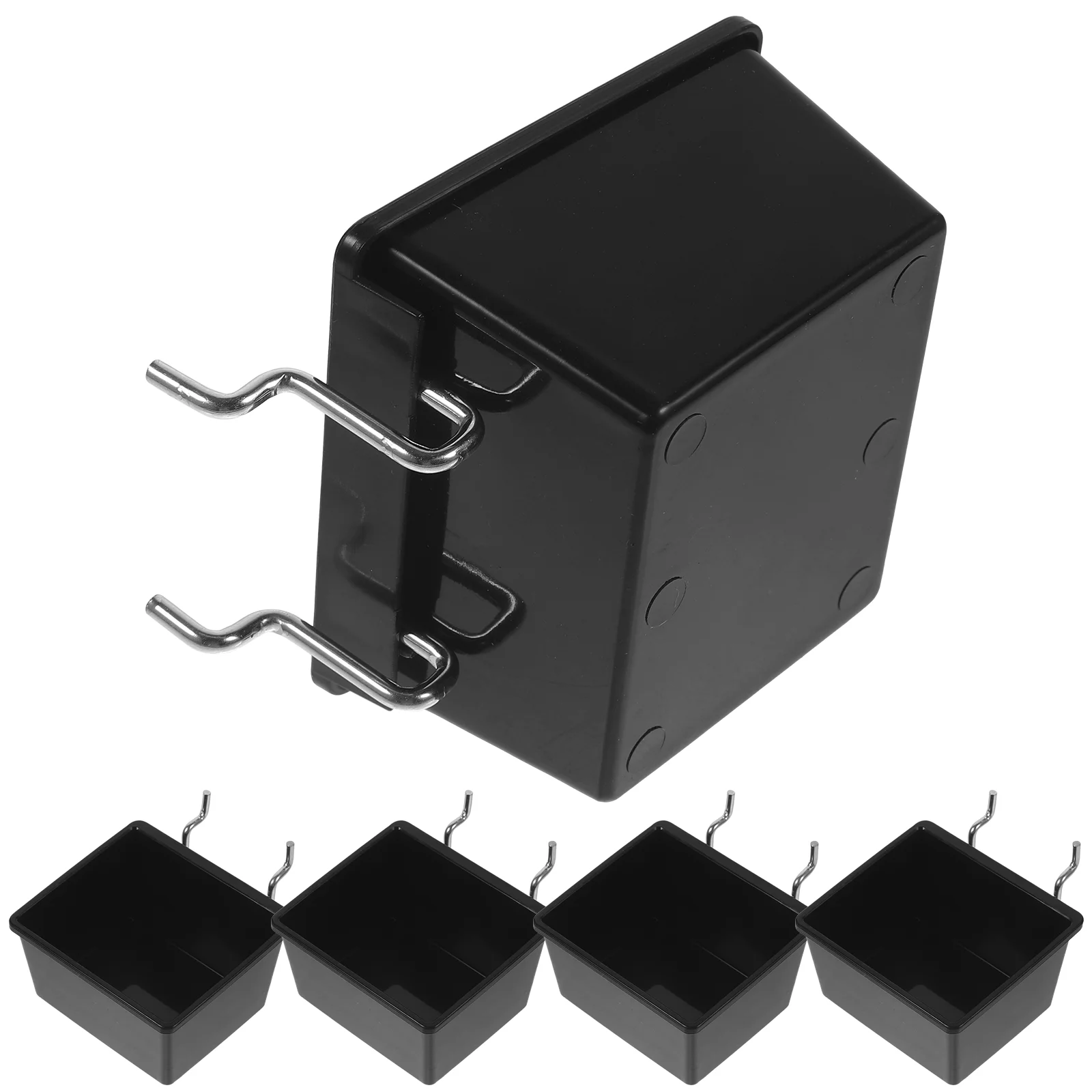 5 Pcs Parts Storage Box Garage Pegboard Bins Organizer Accessories Heavy Duty Wall Shop Black Hooks Component Tool