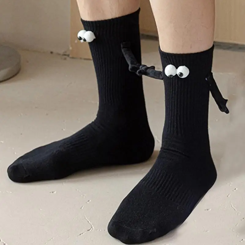 Chaussettes à aspiration magnétique 3D pour femmes et filles, chaussettes amusantes pour couple, beurre tenant la main, olympiques d'Halloween, habillage de fête