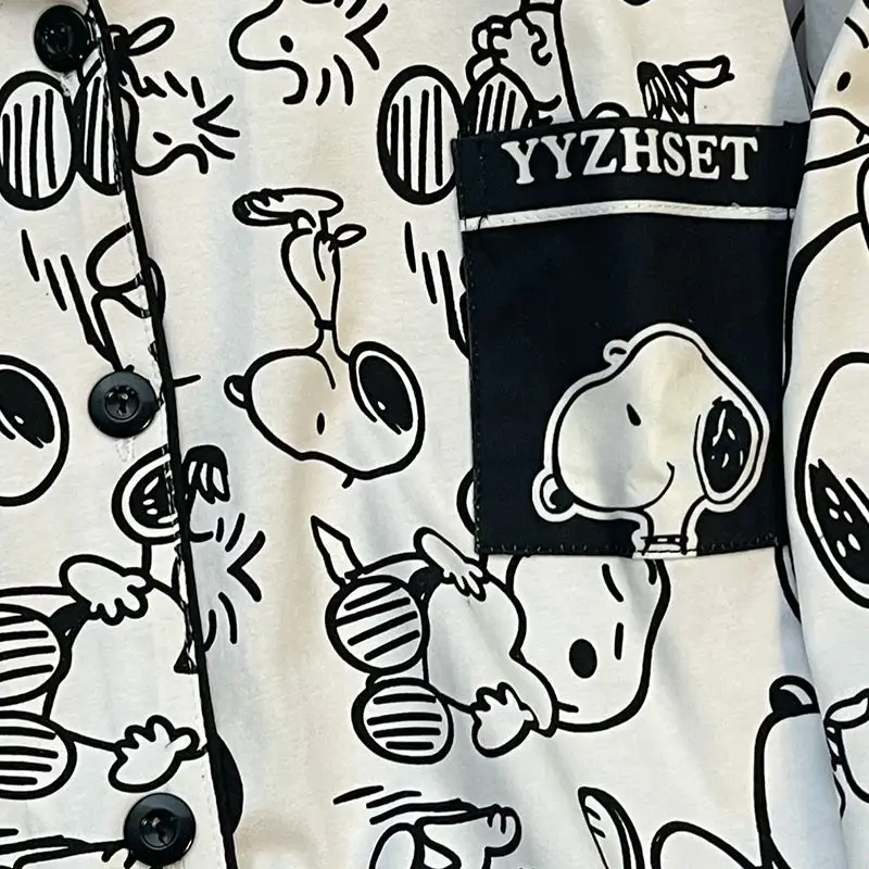 Snoopy anime dessin animé mignon homewear créatif personnalisé femmes printemps et automne à manches longues pantalons longs pyjama ensemble cadeau
