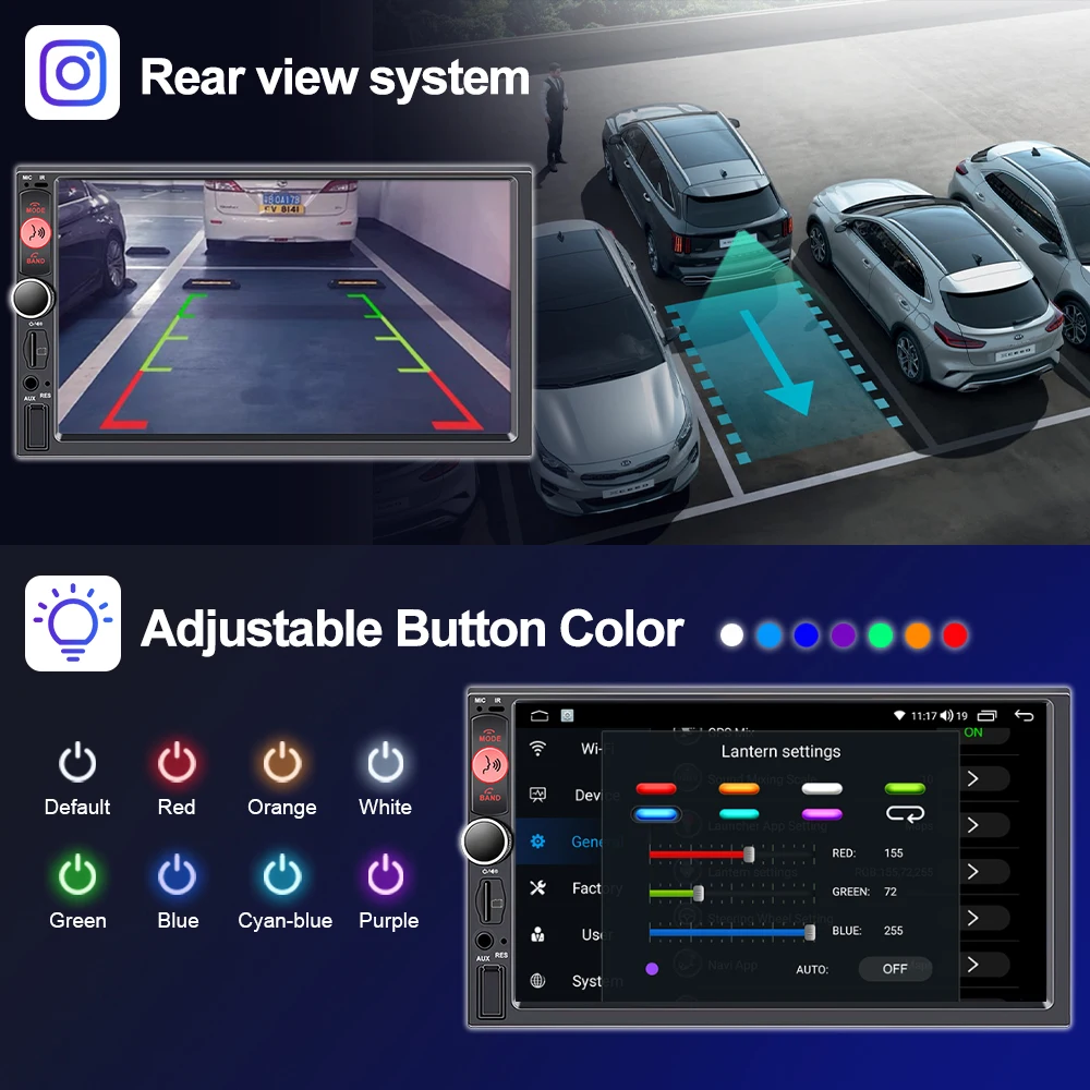 LEHX 7 Inch  2Din Android Auto Carplay Car Radio Multimedia Player FM AUX BT MirrorLink Universal Car Audio  HD Touch Screen view 3