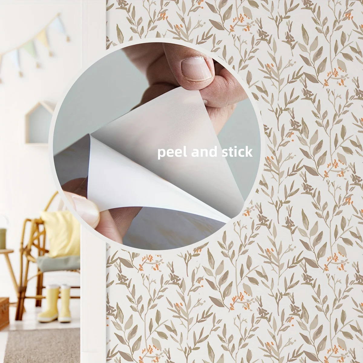 1 roll of brown plant leaves small fresh moisture-proof thickened wallpaper self-adhesive waterproof home decoration removable w
