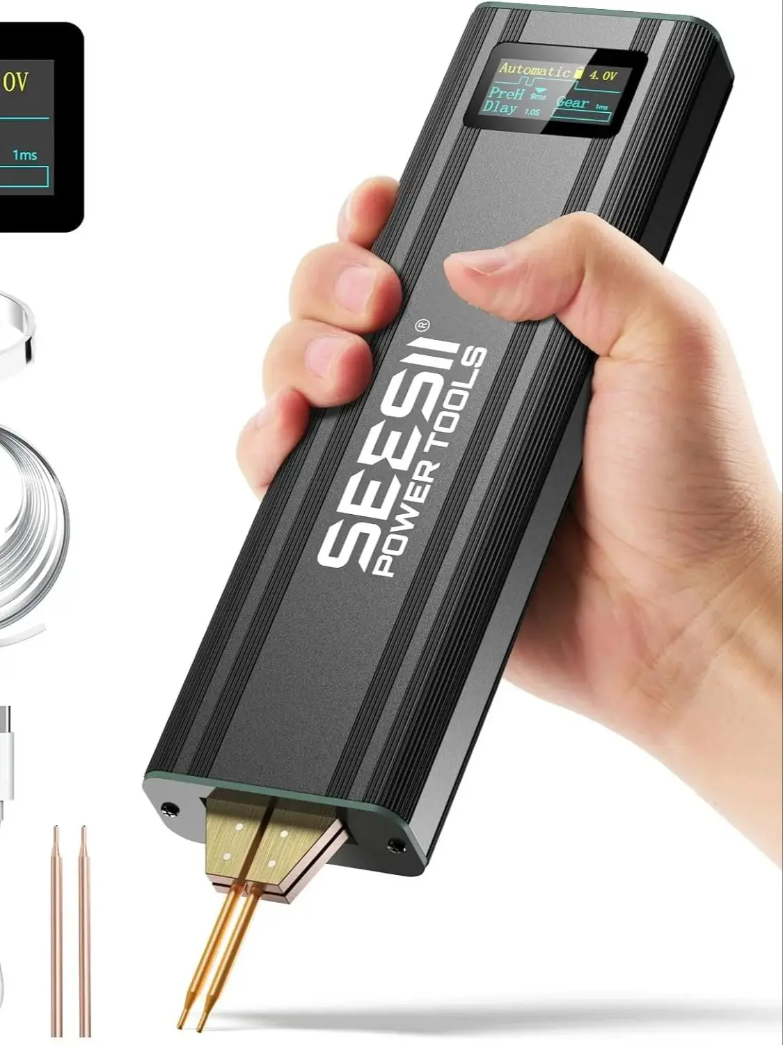 SEESII Tragbarer Batterie-Punktschweißer, 80 Gänge einstellbar, DIY Handheld Mini-Punktschweißgerät, Nickel-Punktschweiß-Reparaturwerkzeug