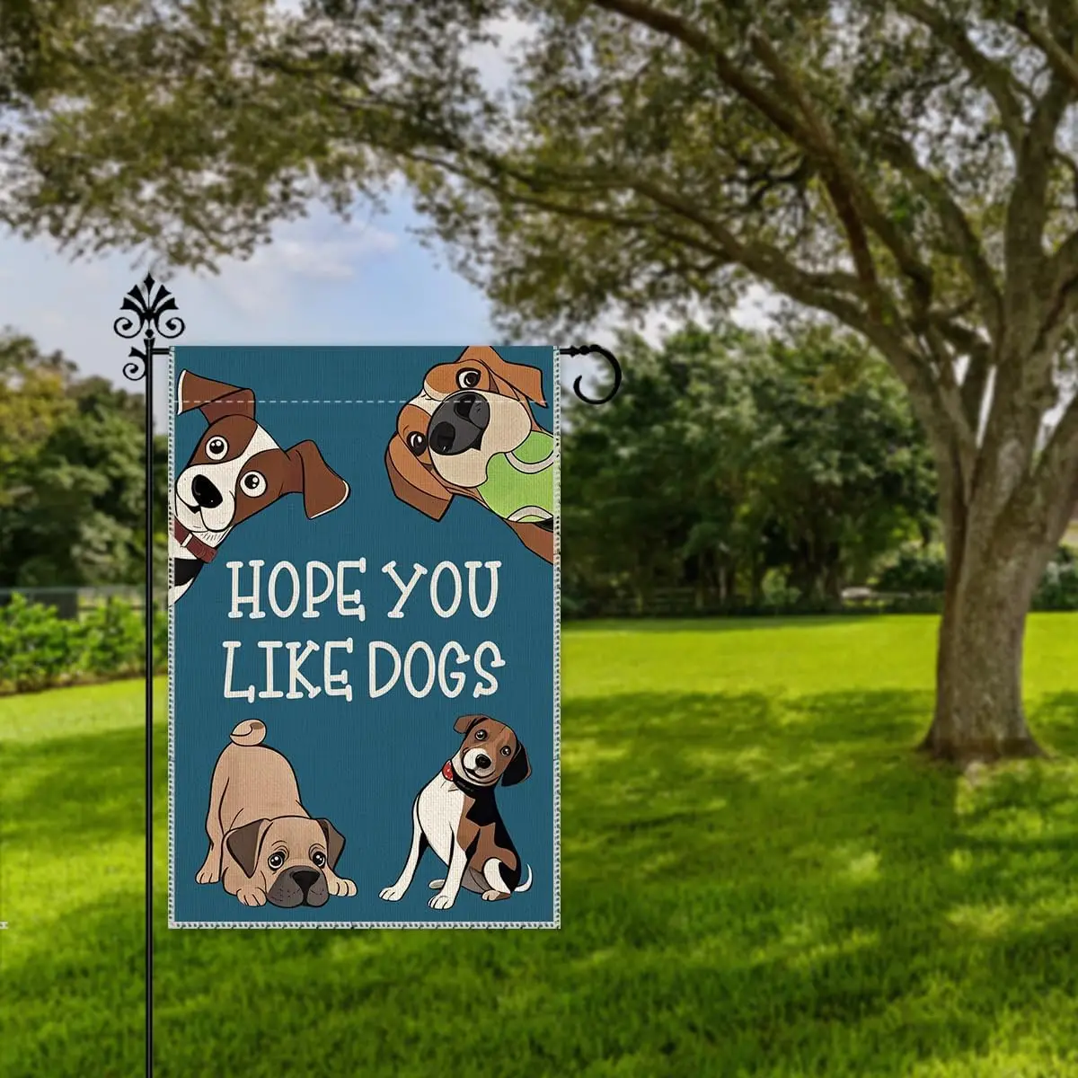 Hafhue Hope You Like Dogs Garden Flag, 12 x 18 Inch Double Sided Farmhouse Holiday Yard Garden Lawn Decoration Flag, Funny D WWP