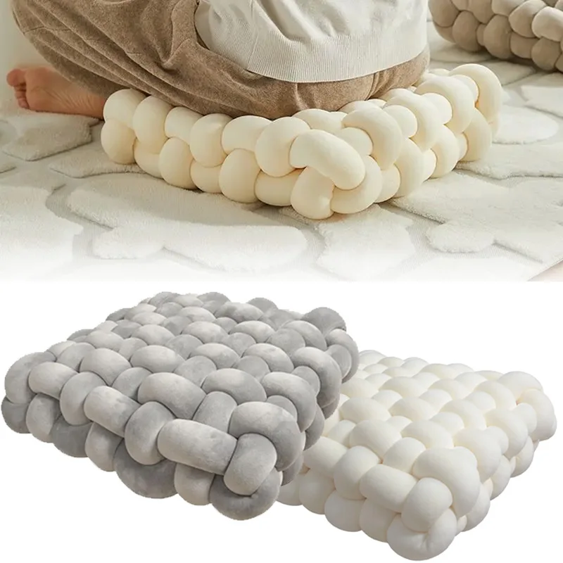 Knot Hand-made Cushion 2025 Square Nordic Aesthetic Plush Pillow for Office Chair Decorative Sleeping Back Support