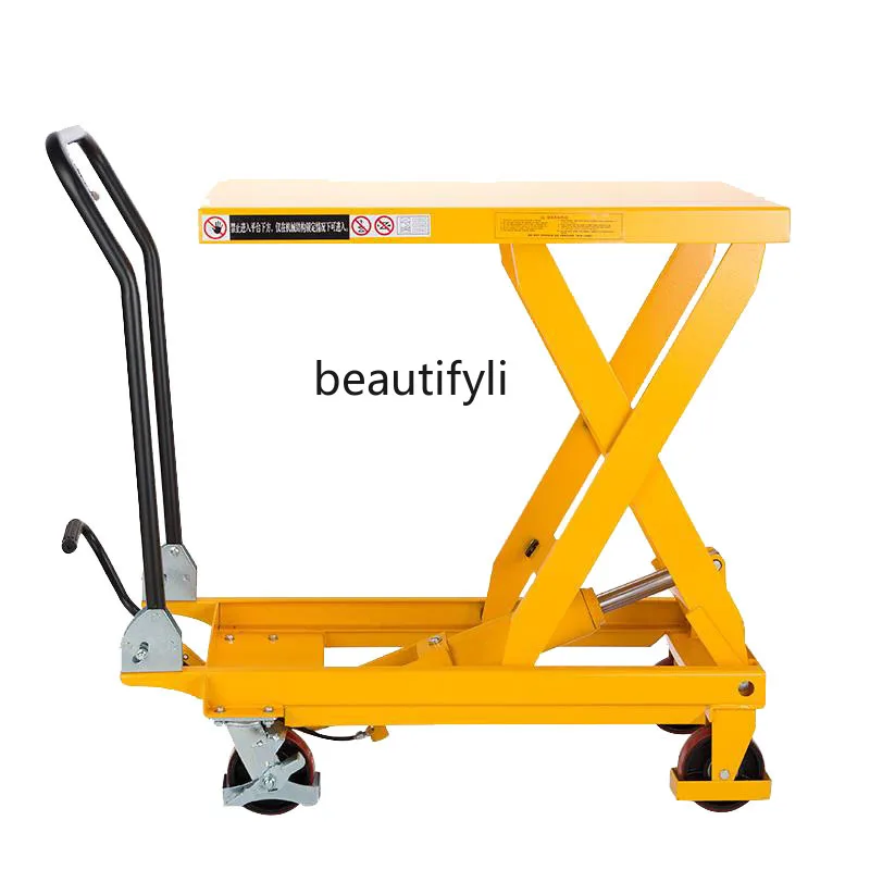 Hydraulic Lifting Hand Forklift Manual Hand Crank Platform Trolley Moving Mold Lifting Forklift