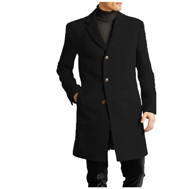 Fashion Men's Wear Autumn and Winter Boutique Men's Coat with Woolen Lining Medium and Long Woolen Coat