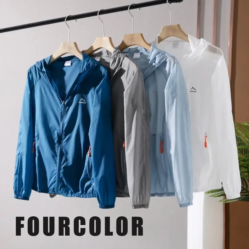 

Ultra-Thin Breathable Laser-Punched Outdoor Men's Hooded Sun-Protective Jaet Summer New Sle Stand Fit Youth Faion