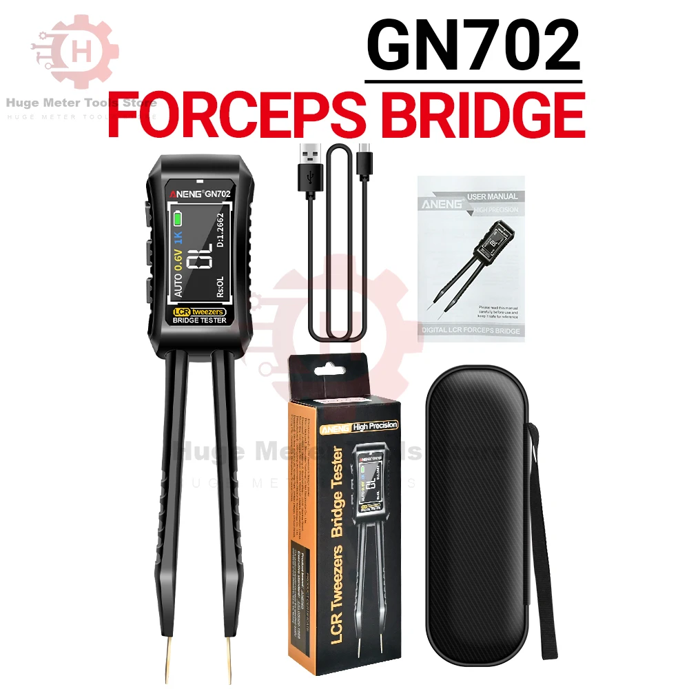 GN702 Mini Smart Forceps LCR Tester Resistance Capacitance Inductance Continuity Diode Test Measurement Electrician Tools