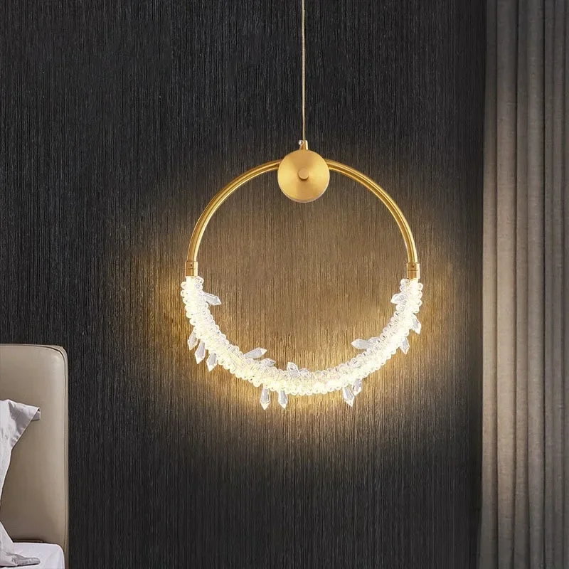 TechHPLight Luxury Bedroom Bedside Small Chandelier Simple Modern Creative Restaurant Bar Single-Head Hanging Lamp