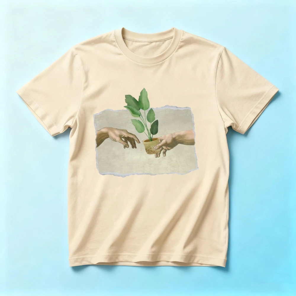Funny The Creation of Adam Plant Shirt Plant Lady Gift Tshirt Plant Lover T-shirt Gardening Tee Women Men Unisex Summer Tops