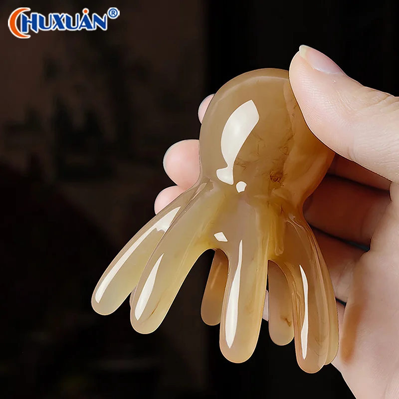 [Q]2Pcs Resin Octopus Comb Head Massager Meridian Scraping Scalp Massage Acupuncture Spa Body Home Health Therapy Tool