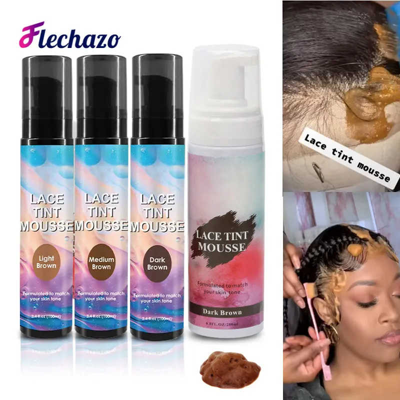 Lace Tint Melting Hair Mousse 100/200Ml Lace Tint Mousse For Women Lace Wigs Toupees Hairpiece Light Medium Dark Brown Lace Tint