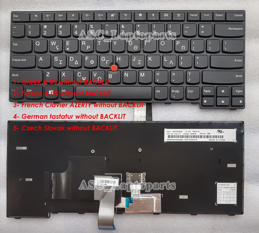 NEW Greek Turkish German Tastatur French Clavier Czech Slovak Keyboard For Lenovo Thinkpad E470 E470c E475 Black, No BACKLIT