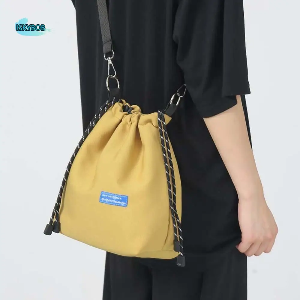 

INS Nylon Drawstring Bucket Bag Storage Adjustable Korean Style Shoulder Bag Casual Handbag Men Crossbody Bag Female/Male