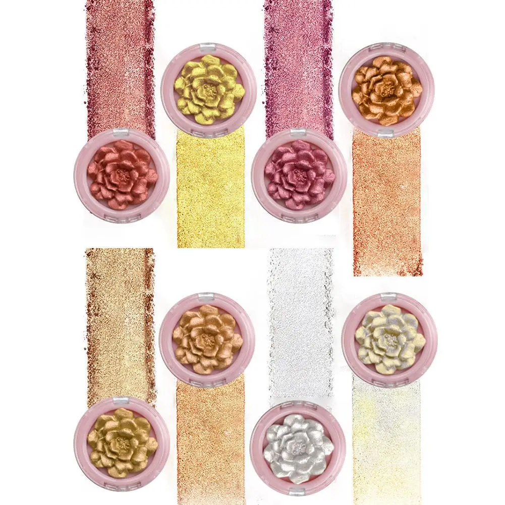 لوحة مكياج بهايلايتر من الورد ثلاثي الأبعاد ، مستحضرات تجميل برونزي ، بودرة لامعة ، كونتور وجه ، راحة رائعة ، زهرة 1 led