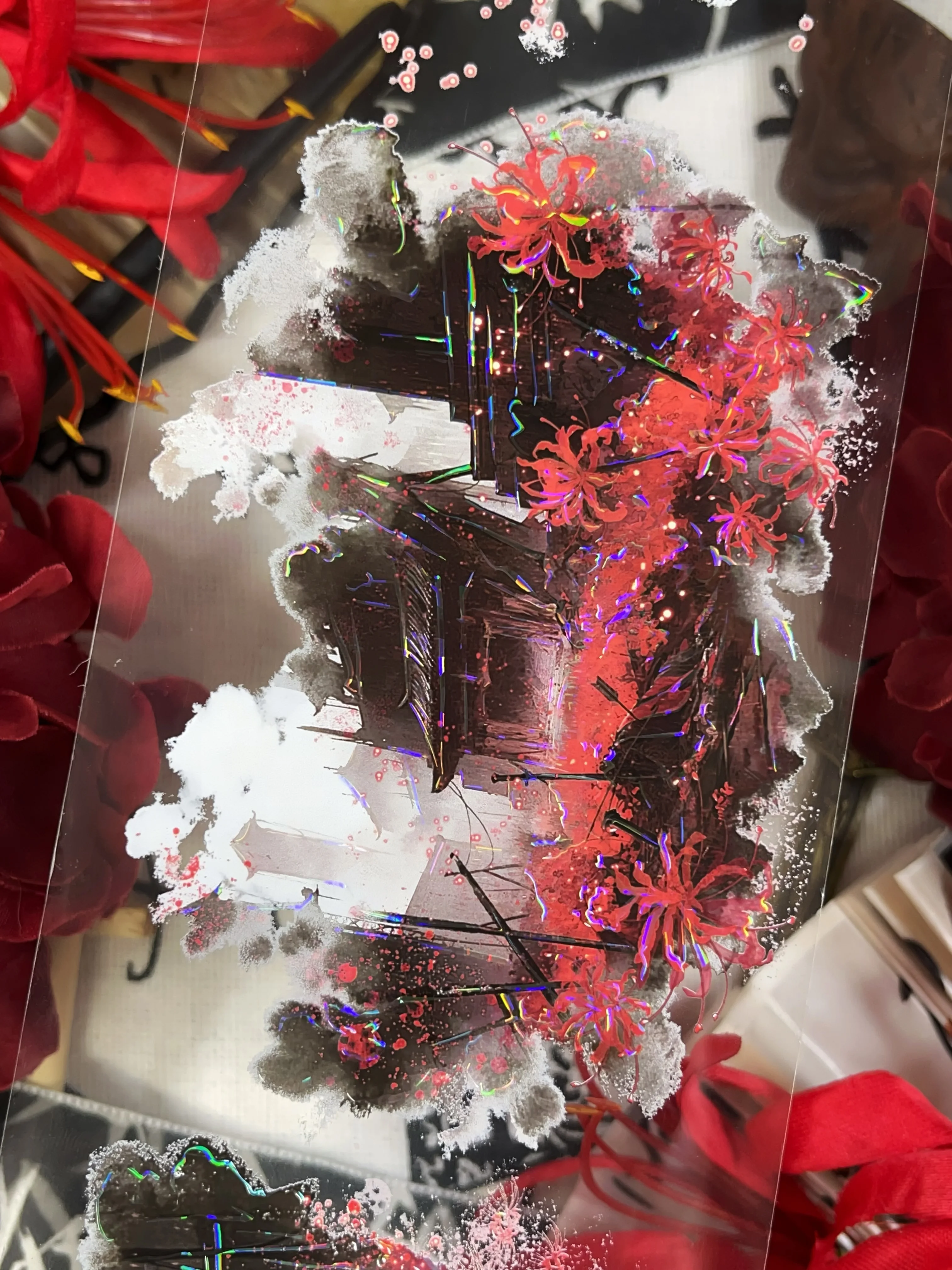 مذهلة الأحمر العنكبوت زنبق في العالم القيثارة لامعة قذيفة PET الشريط الحرفية لوازم DIY بها بنفسك سكرابوكينغ بطاقة صنع ديكور خطة ملصق #5