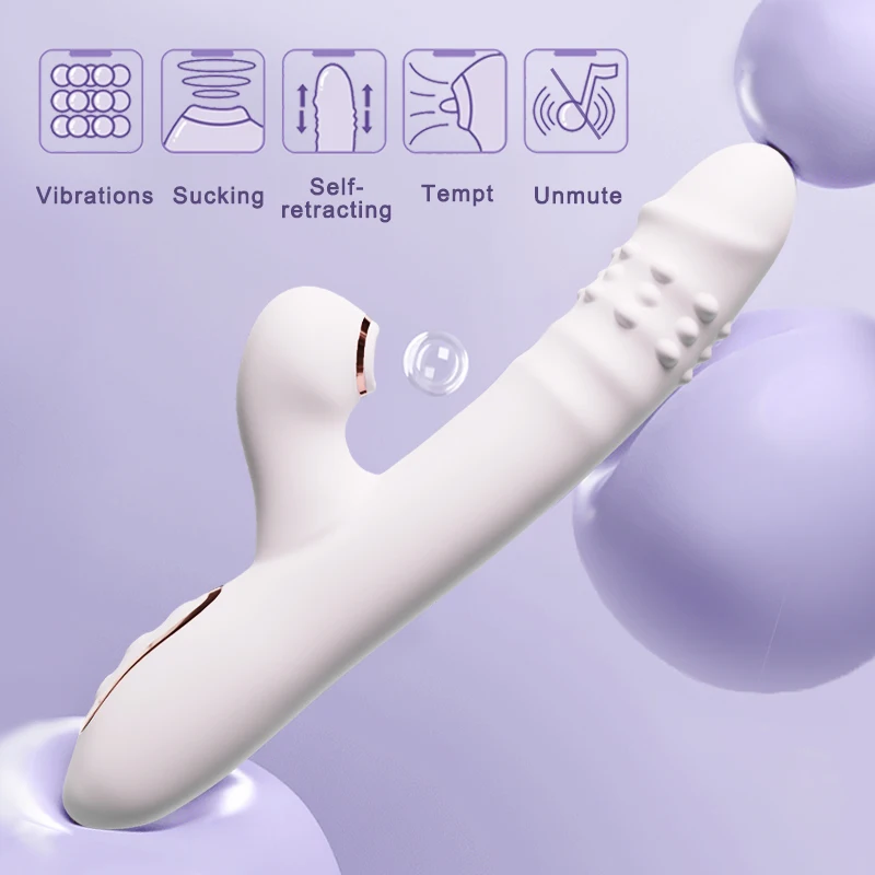 Multifunction Thrusting Dildo  R410 Vibrator with Sucking & Licking Modes Waterproof Heating Vibrator Adult Sex Toys for Women