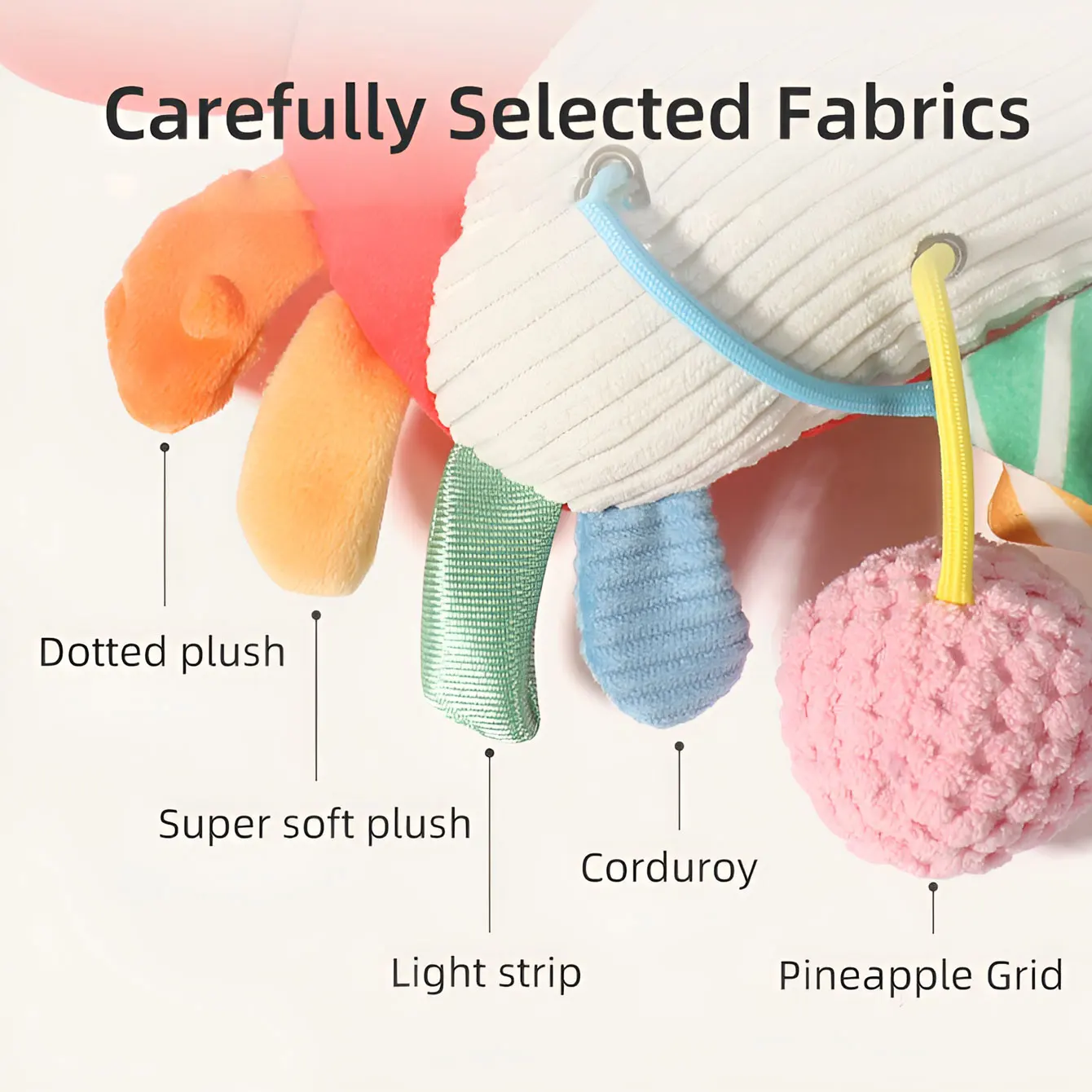 New Baby Bed Hanging Drawstring Toy Newborn Baby Stroller Toy Cute Animal Educational Toys Hand Grip Plush Fun Bedtime Toys