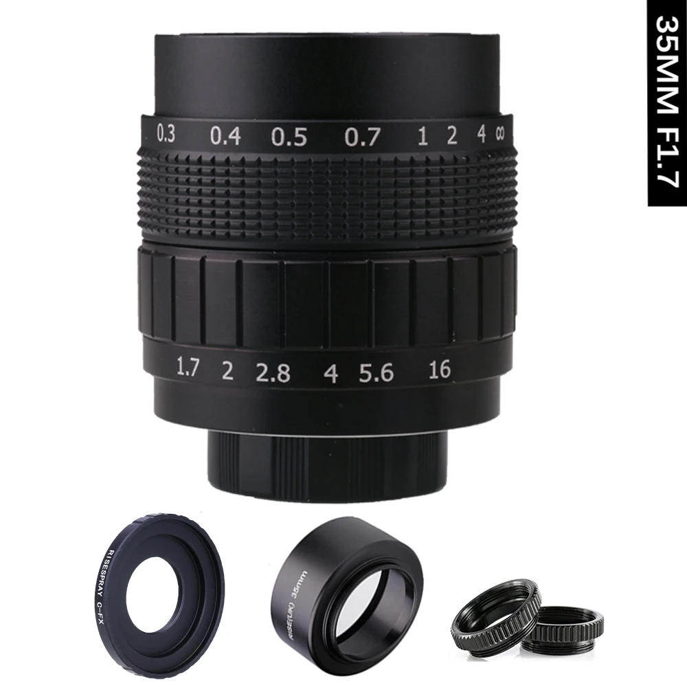 35-мм объектив f/1.7 APS-C для CCTV + переходное кольцо 2 макрокольца комплект блендера объектива беззеркальных камер Fujifilm X Mount XT10/XT20/XT30/X100F