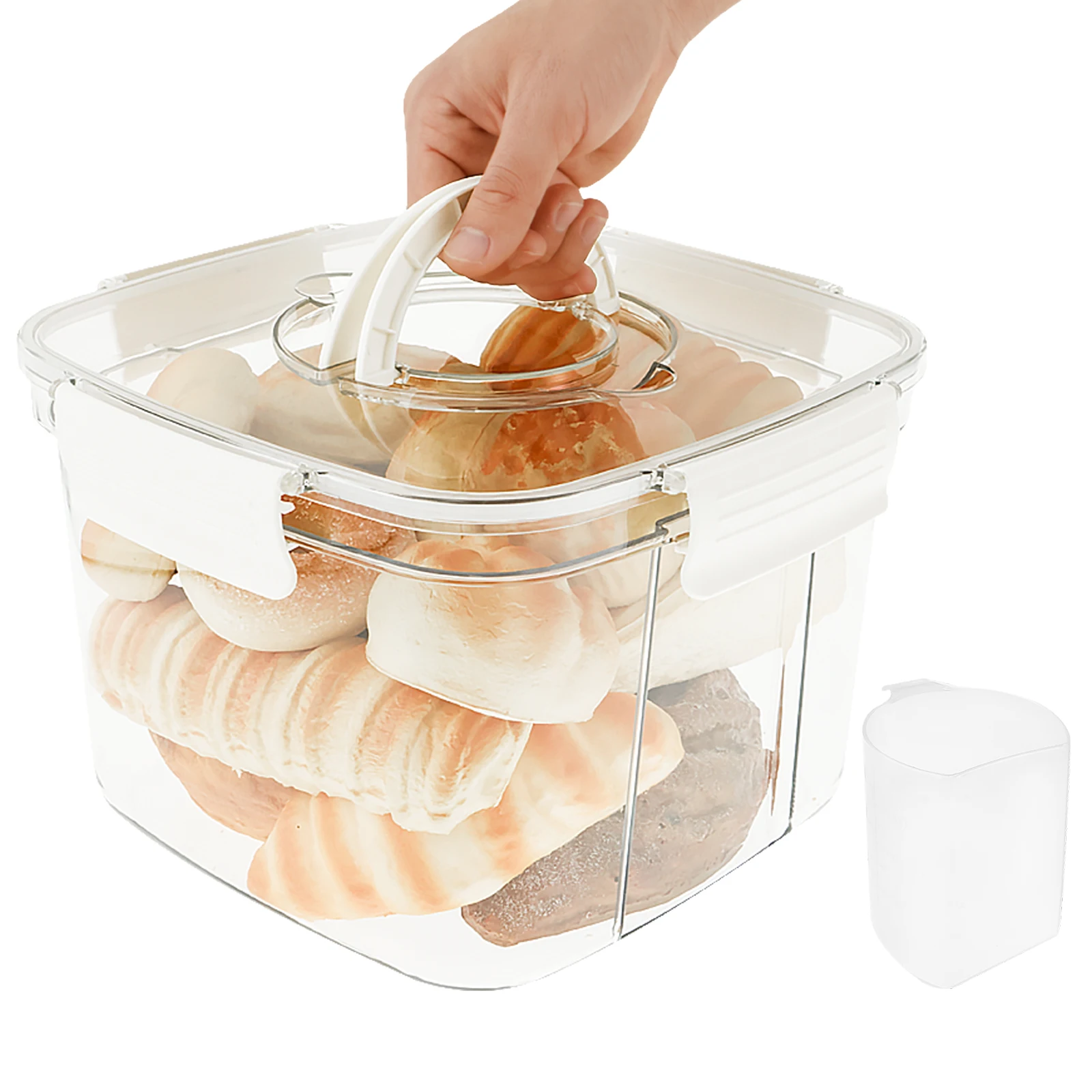 

Bread Container Airtight Food Storage Box Kitchen Fridge Freshest Loaf Cake Clear Bread Dispenser Lunch Organizer Box