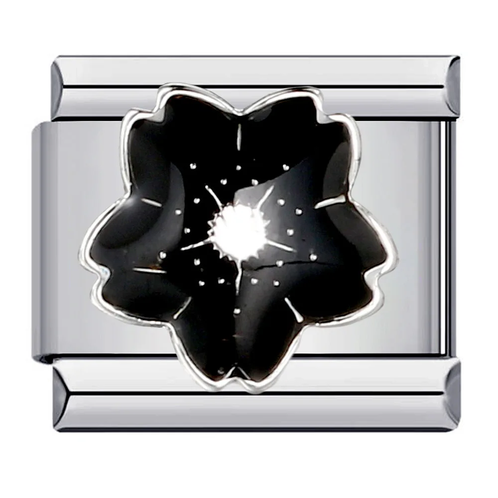 2024 Women\'s Fashion Black Heart Cat Moon Italian Charm Links Fit 9mm Stainless Steel Bracelet Making Jewelry