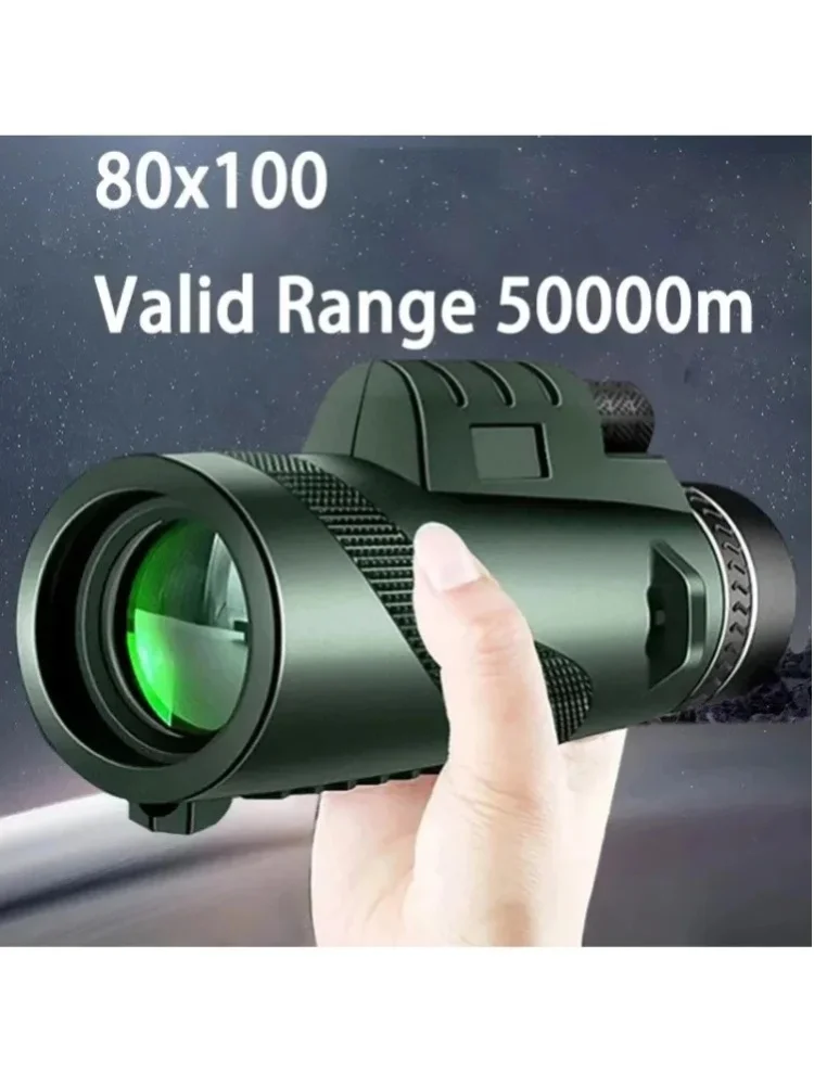 80x100 HD ZOOM Leistungsstarkes Monokular-Teleskop Tragbares Fernglas Langstrecken-Teleskop für Jagd und Camping Mit Stativ und Telefonhalterung