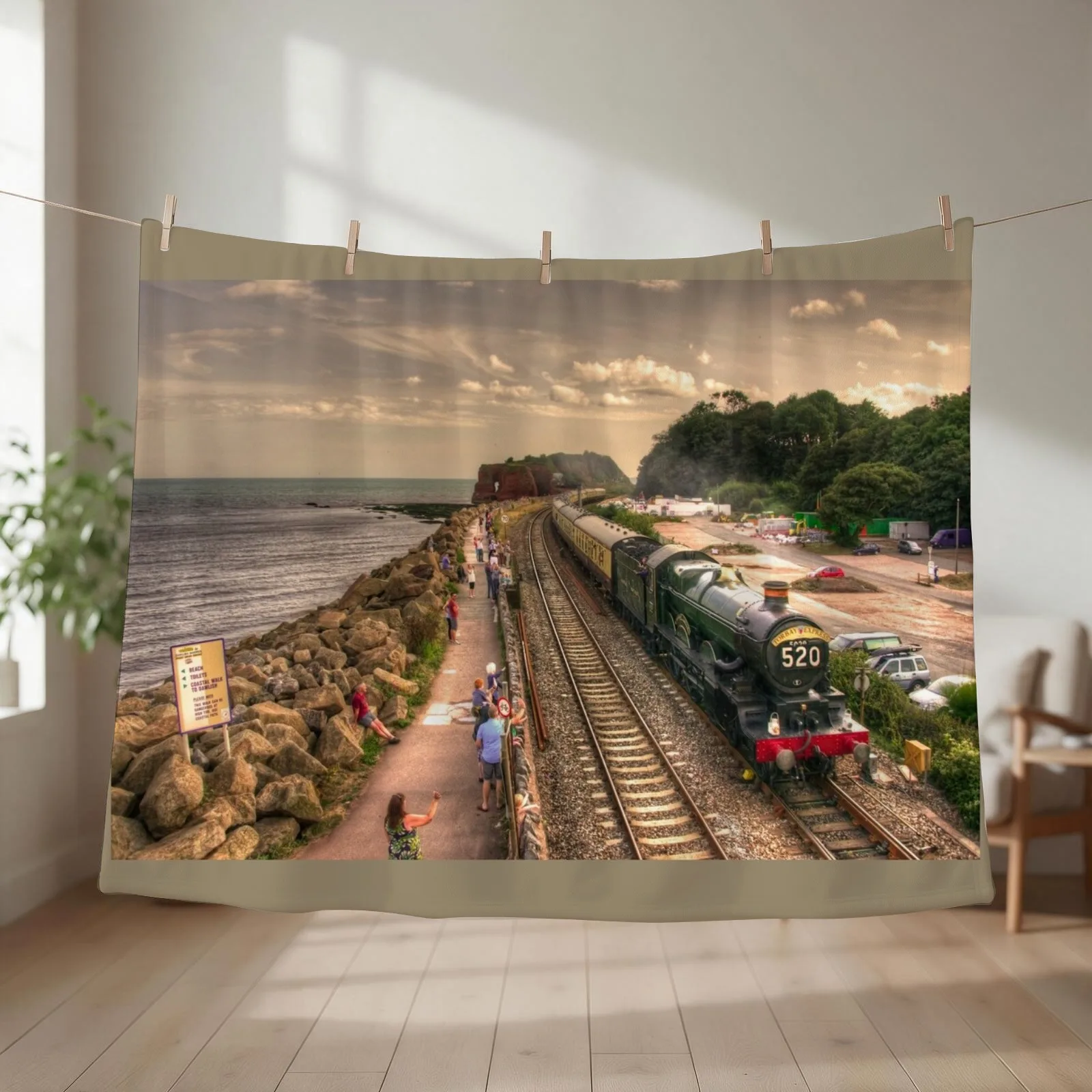 Torbay Express at Dawlish Warren Throw Blanket couch cozy soft plush fuzzy picnic outdoor blanket