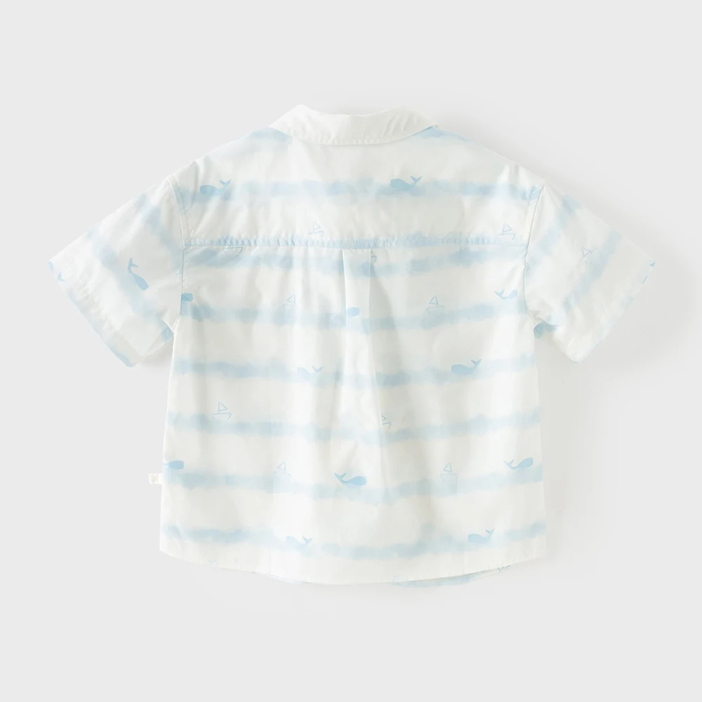 Dave Bella Boys Shirts Summer Children Blouse Short Sleeve Kids Clothing Elegant Blue Stripe Print Casual Outdoor Tops DB2261121