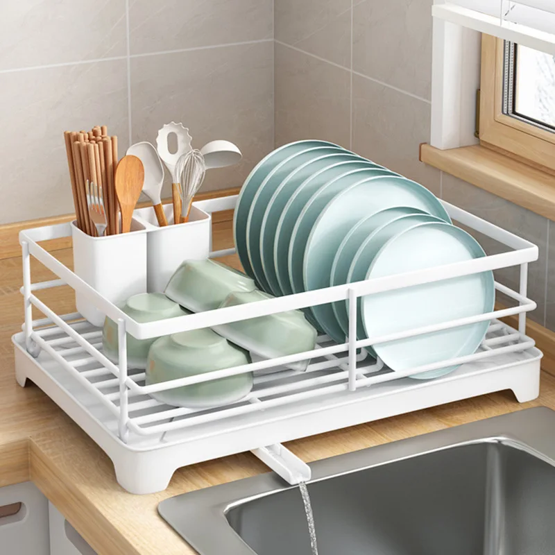 

Kitchen Dish Drying Rack - Countertop Organizer for Plates, Bowls, Utensils, and Tableware with Storage Box