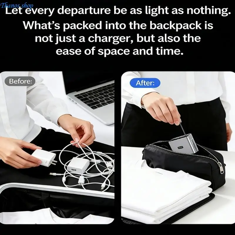 Travel Use 6 Port Charging Block 65W Charging Adapter Plastic Texture Automatic Power Distribution for Mobile Devices X37A