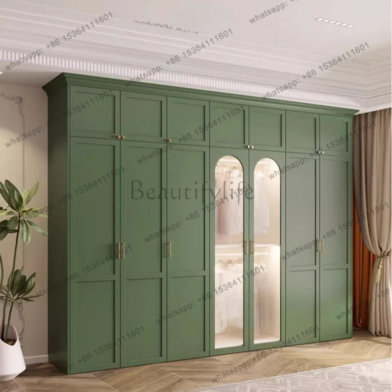 American Children Bedroom Wardrobe Green French Cream European Storage Open Closet Cabinets Clothes 2025 Armario Furniture