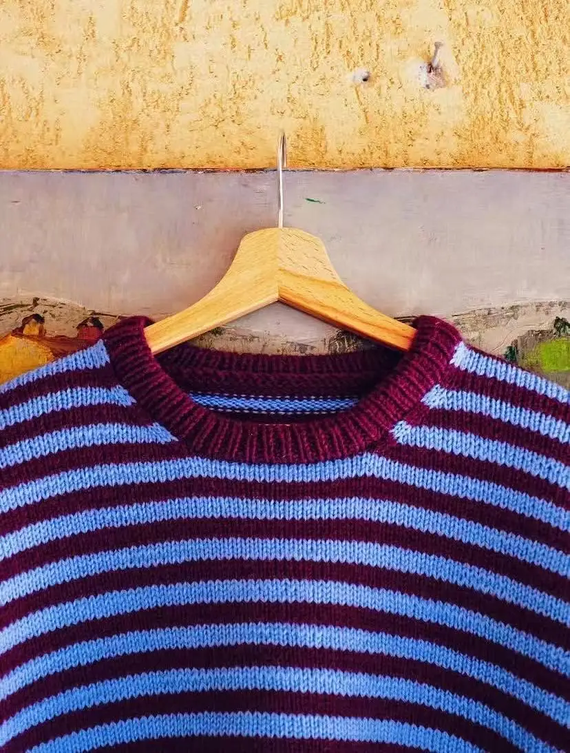Color blocking striped sweater, loose and lazy style, versatile and slimming, Korean sweet temperament, Korean retro