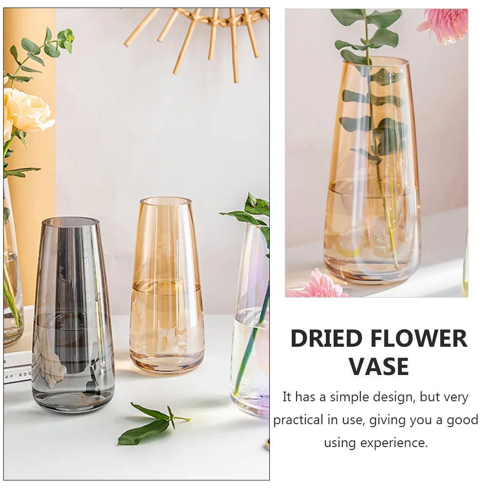 

1Pcs Electroplated Glass Flower Vase Elegant Decorative Vessel for Home Living Room Bedroom Dried Flower Container