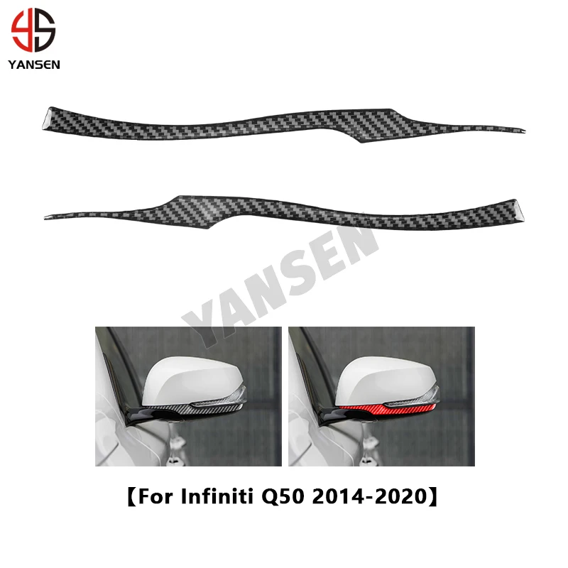 

For Infiniti Q50 2014-2020 Car Accessories Carbon Fiber Front Rearview Mirror Side Panel Decorative Strips Decoration Sticker