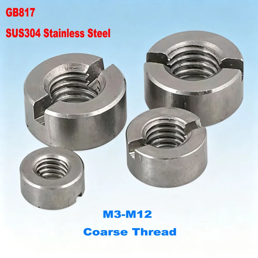 `GB817 SUS304 Stainless Steel Slotted Round Thumb Nuts, End Face Groove Hand Twist Nuts M3 M4 M5 M6 M8 M10 M12`