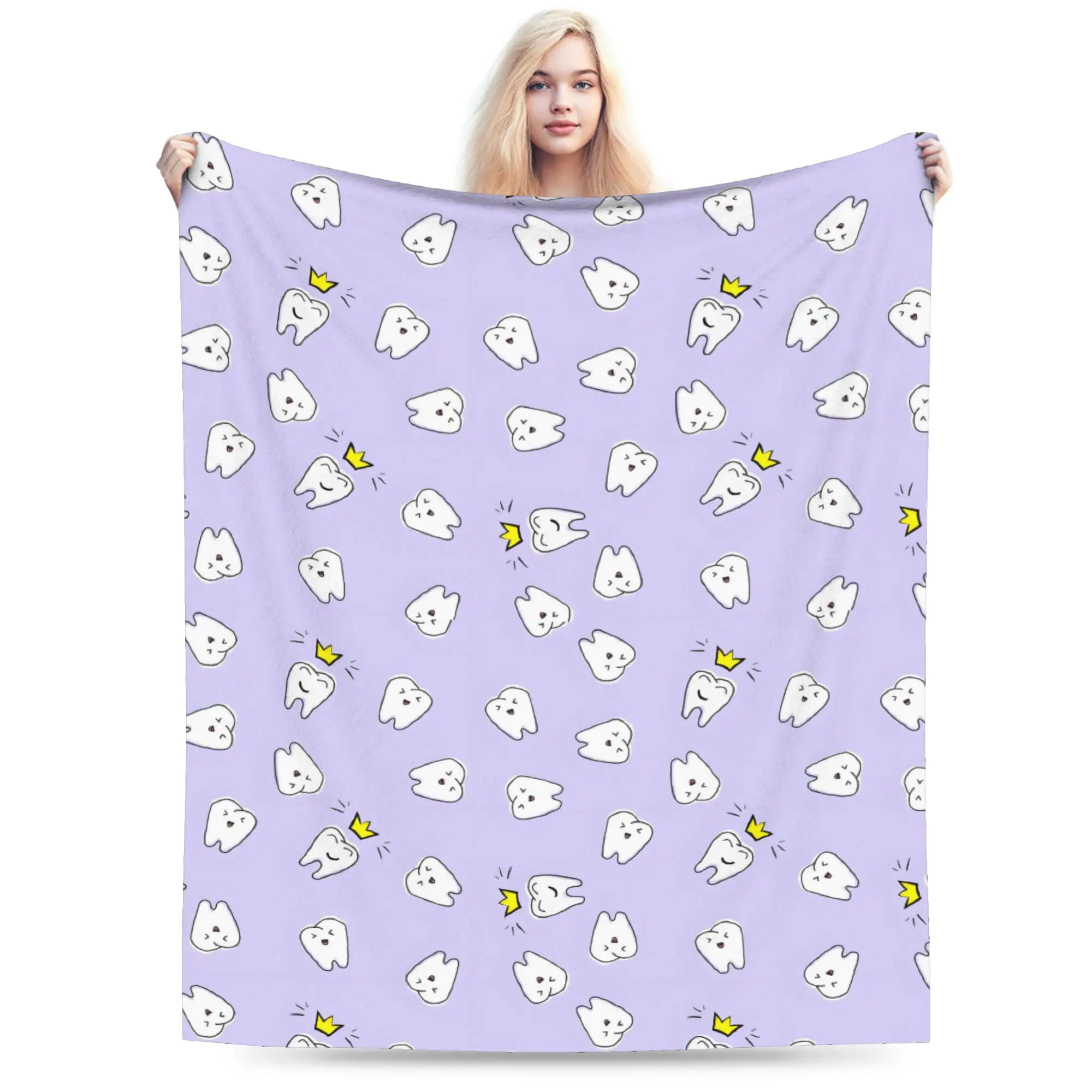 Custom Sofa Fleece Tooth Dentist Nursery Throw Blanket Warm Flannel Care Dental Health Blankets for Bedroom Travel Sofa Quilt