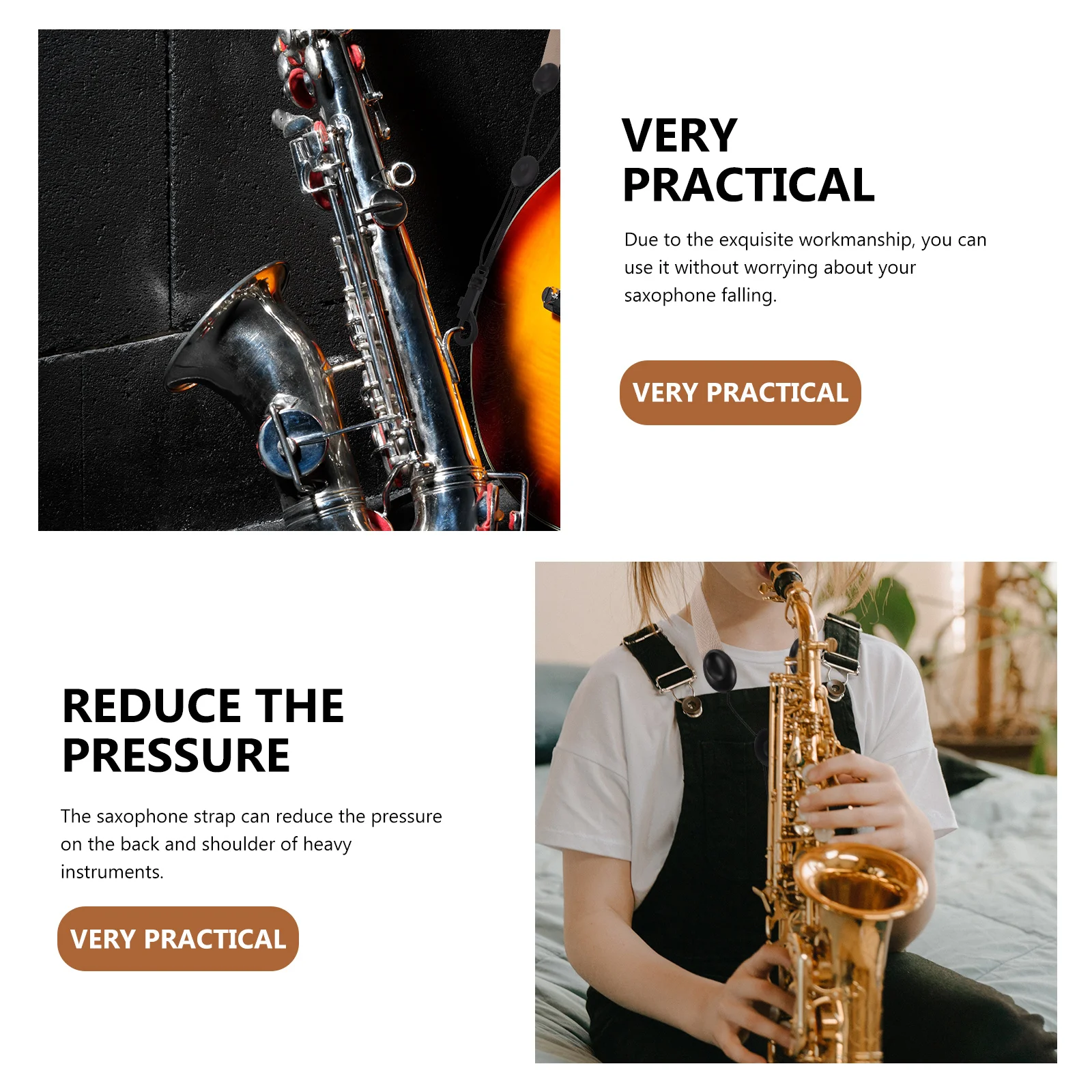 

Saxophone Accessories Tenor Neck Strap Soft for Support Alto Adjustable Plastic Performance Students