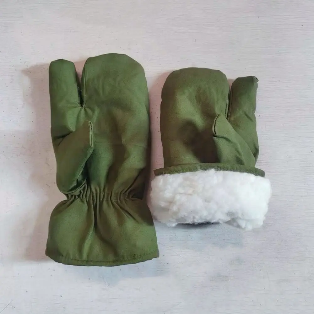 Windproof Thermal Winter Gloves Thick Cotton Filling Durable Fabric Three Finger Five Finger Mittens Daily Commute