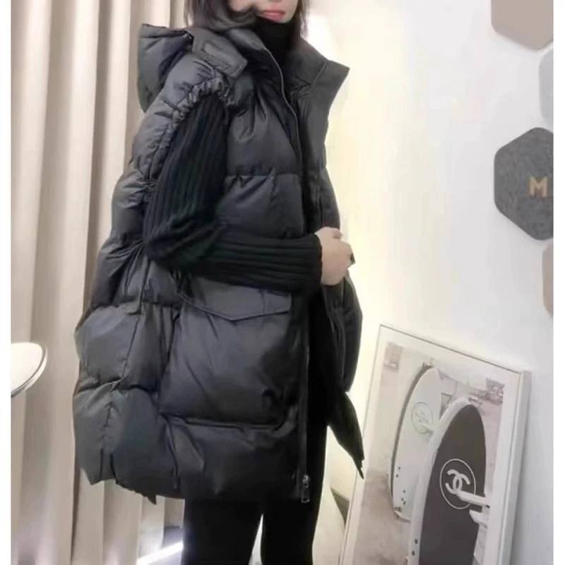 

Women Fashion Autumn New 2025 Stand Collar Elegant Down Cotton Coats Warm Outerwear Casual Sleeveless Winter Women Vests Jackets