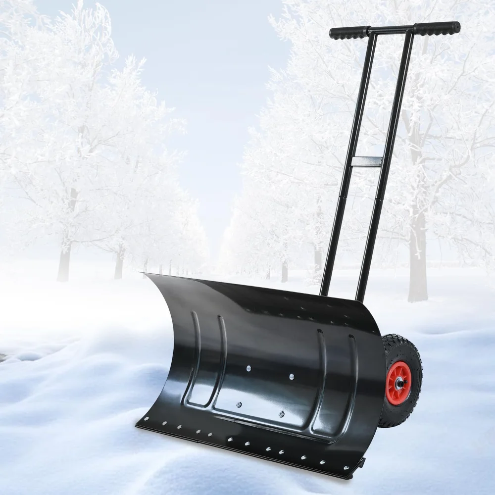 

Heavy Duty Snow Shovel with Wheels & Angled Blade, Efficient Back Saver for Driveways