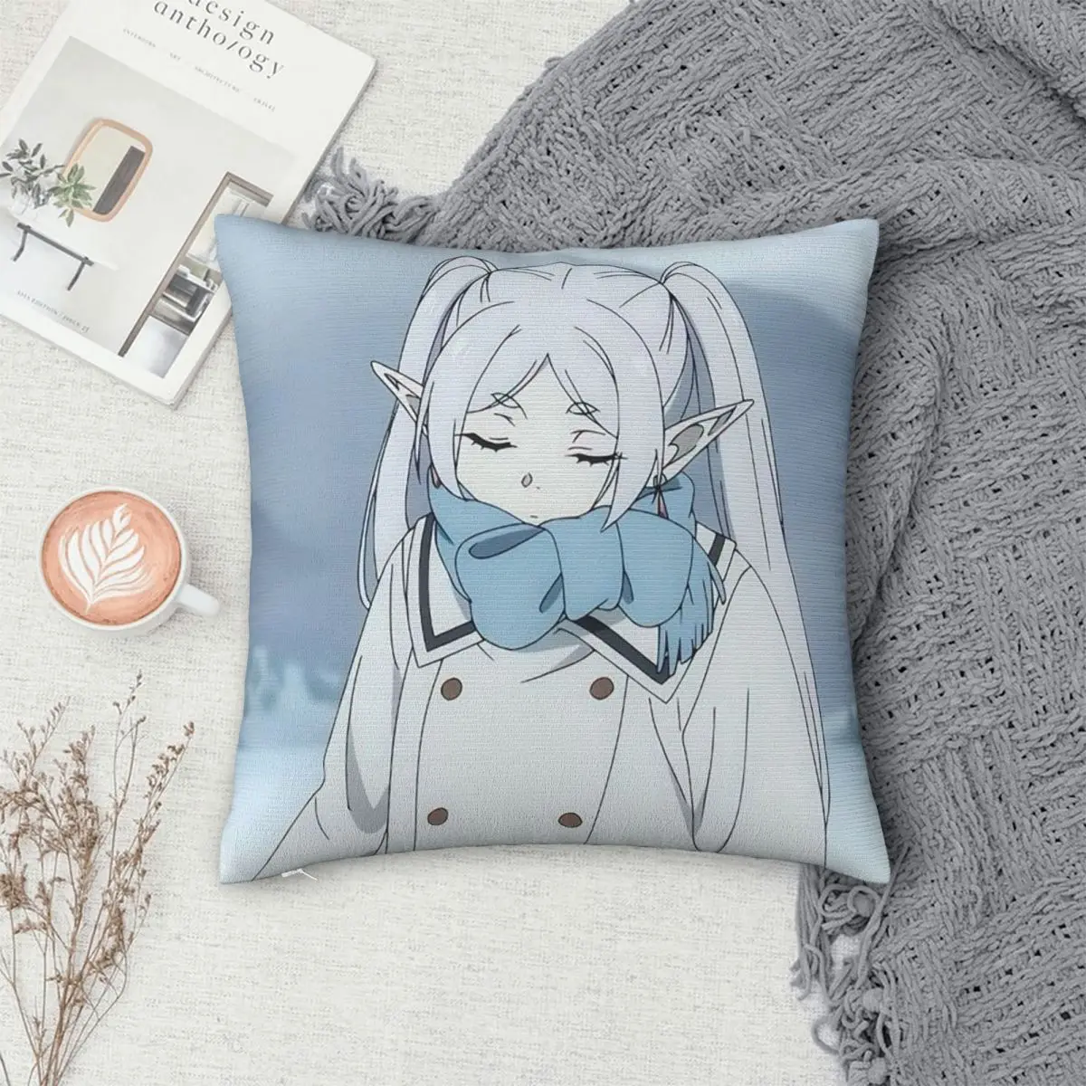 Frieren Beyond Journeys End Square Pillowcase Cushion Cover Pillow Case Throw Pillow Cover for Home Bedroom Car