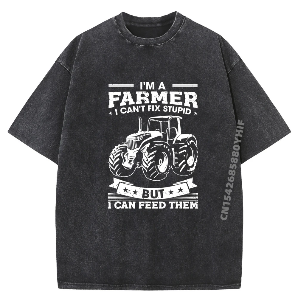 

Funny Farming Tractor Im A Farmer I Feed People Graphic Shirts Harajuku Printed Tops Vintage Washed Clothes