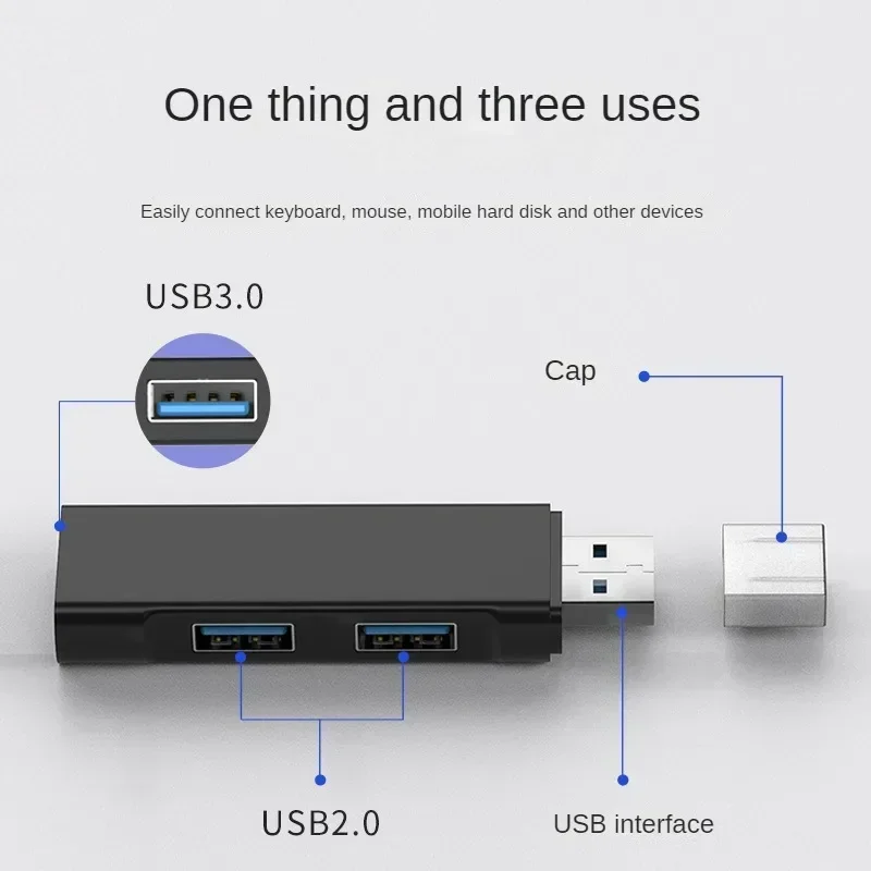 Mini Aluminum 3 Port USB 3.0/2.0 Hub USB Hub Extensions 2.0  Adapter Station Ultra Slim Portable Data Hub USB Splitter