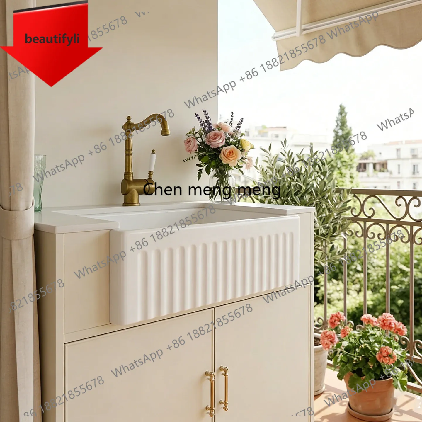 

Тумба для ванной A48 из массива каучукового дерева с покрытием, с каменной столешницей под раковину, напольная, для балкона, в современном минималистичном стиле