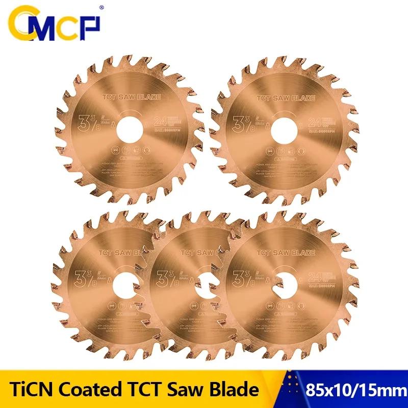 CMCP, 1 hoja de sierra circular de 85x10/15mm para madera, hoja de sierra TCT con revestimiento de TiCN, disco de corte 24T/30T/36T, hoja de sierra para carpintería