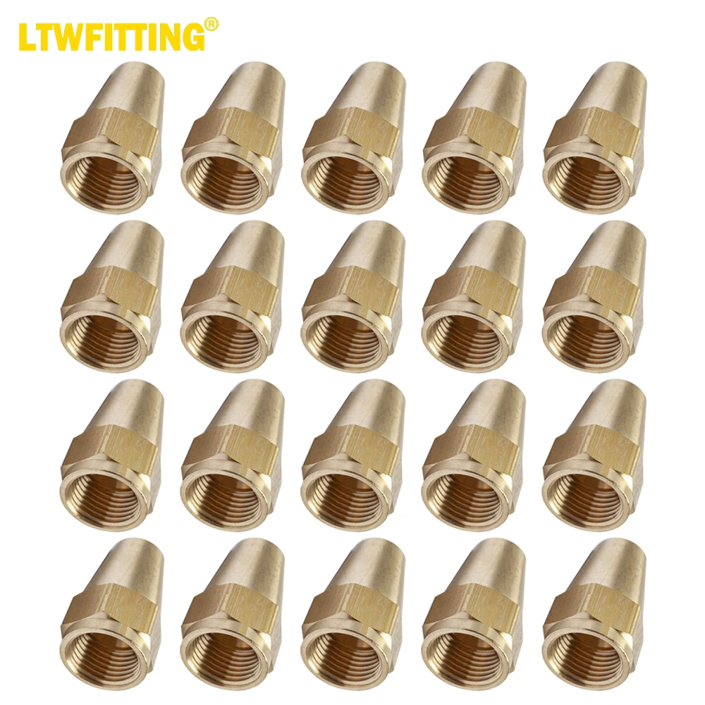 

LTWFITTING Brass 3/8" OD 45 Degree Flare Long Nut,Brass Flare Tube Fitting(Pack of 20)