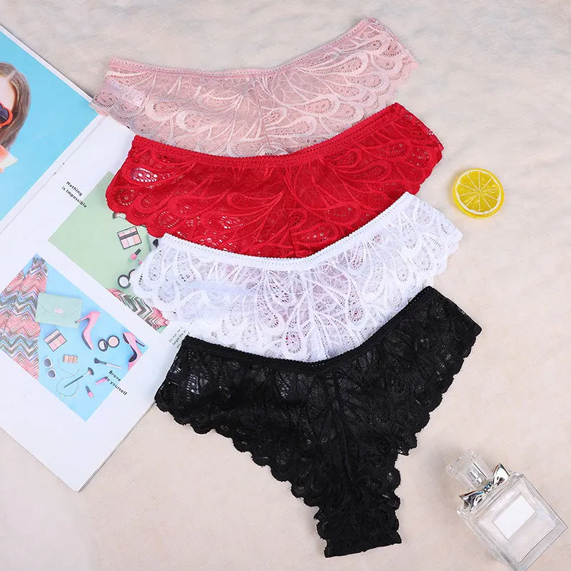 Women\'s Sexy Lace Panties Female Underwear Briefs Underpants Solid Color Transparent Panty Intimates Women Lace Bragas Femme